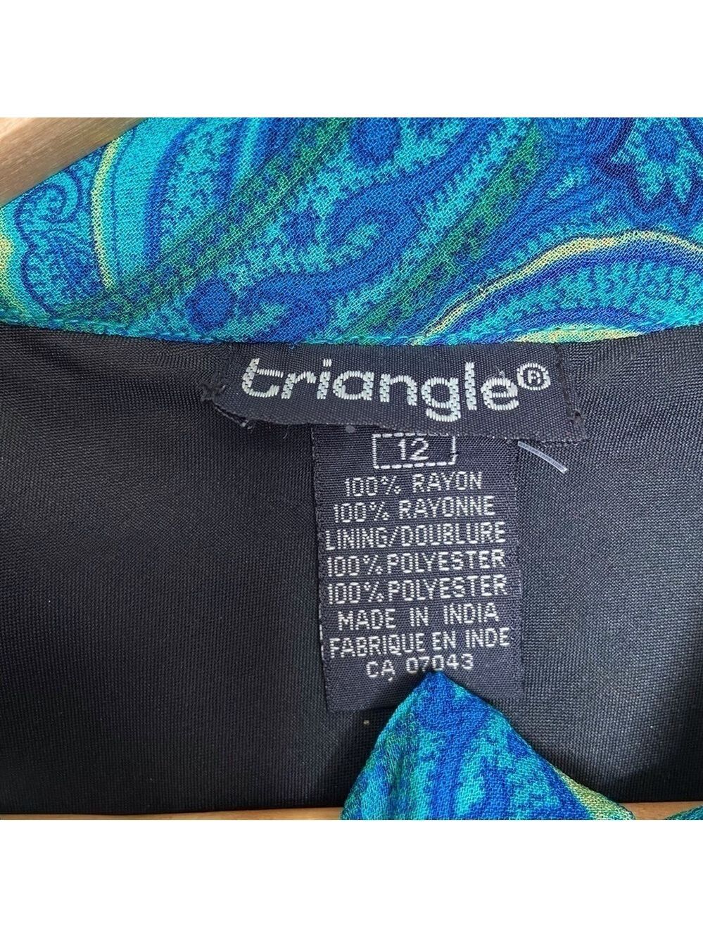 Triangle Bow tie detail maxi dress sleeveless cerulean blue pattern size 12 - Picture 4 of 14